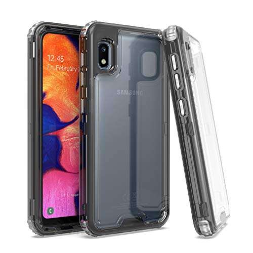EnCASEs 3 in 1 Full Body Cell Phone Case for Samsung Galaxy A10E, Heavy Duty Front & Back Hybrid Case, Shockproof Bumper Case Cover, Smoke Frame 1