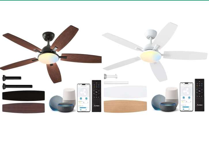 Amico 2 Pack 52'' Black and White Smart Ceiling Fans Bundle 1
