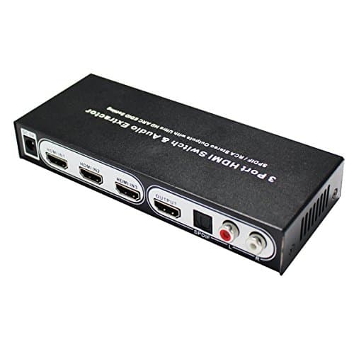3port HDMI to HDMI+Audio (SPDIF+L/R),3 Port Switch HDMI Audio Extractor SPDIF/RCA Stereo Outputs Whith Oltra HD ARC EDID Setting 3