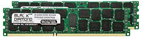 64GB 2X32GB Memory RAM for SuperMicro X9 Series X9DR3-LN4F+-O (RDimm) Black Diamond Memory Module 240pin PC3-10600 1333MHz DDR3 ECC Registered RDIMM Upgrade 1