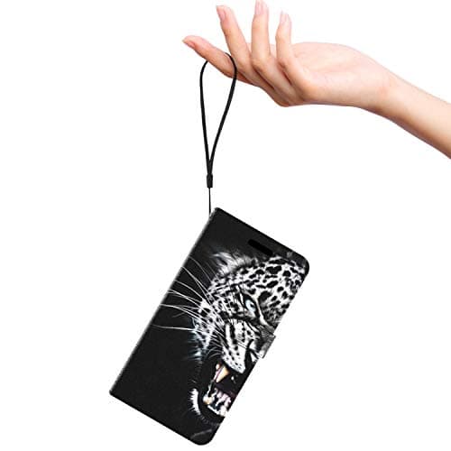 Shinewish Wallet Cell Phone Case for TCL REVVL 4 Plus, Leopard PU Leather Flip Phone Cover Hybrid with Kickstand and Hand Strap Loop, Shockproof Bumper Case 5