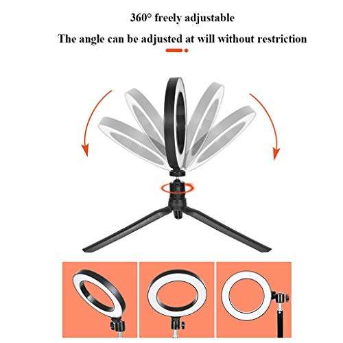 QFFL LED Ring Light Dimmable LED Ring Light Tungsten Carbide Material with Tripod and 1 Phone Holder Ring Lights for Makeup Photography Video Conferencing (Size : 68-210cm) 4