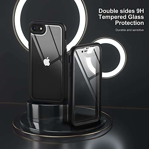 YOUMAKER Aegis Designed for iPhone SE 2020 Case/iPhone 7 Case/iPhone 8 Case, Full-Body with Built-in Screen Protector Rugged Clear Case for iPhone SE 2020/7/8 4.7 Inch-Black 3