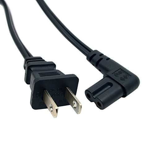 JSER USA 2pin Male to 90 Degree Right Angled IEC 320 C7 Power Supply 220V 10A Max Cord Cable 100cm 4