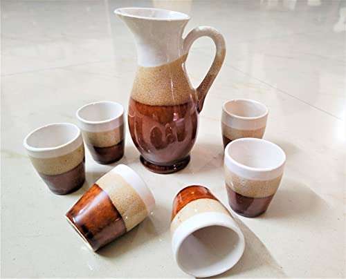 KARARI Ceramic Kids Toys (6 Glass with Unique Tea Pot) Children DIY Kitchen Set for Kids Tea Set Tea Party Teapot Play Set Girls Kitchen Toy(for Kids ONLY) 1