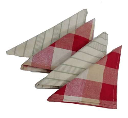 Snuggle Checks & Stripe Print Styled 4 Cotton Kitchen Towels 1