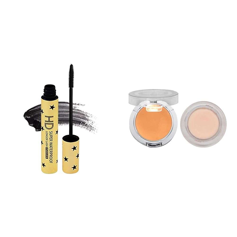 Fashion Colour AROMA FORMULA MASCARA SUPER WATERPROOF LONG LASH MASCARA (10g) 2 IN 1 Primer + Concealer, Oil-Free Long Lasting and Silky Smooth Texture (4.8g+4g) (Shade 03) 1