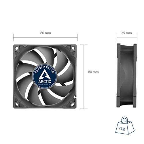 ARCTIC F8 PWM PST- 80 mm PWM PST Case Fan with PWM Sharing Technology (PST), Very quiet motor, Computer, Fan Speed: 300-2000 RPM - Black/White 5
