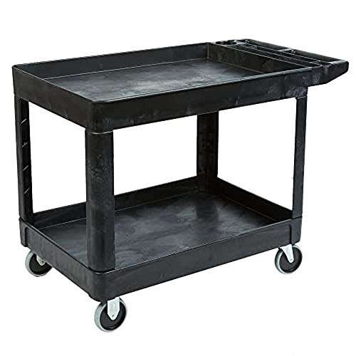 Rubbermaid FG452089BLA Heavy-Duty Flat Handle 2 Shelf Cart, 45.94" x 10.46" x 10.46" 1