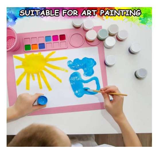 Roxbury Silicone 43 * 38cm Multipurpose Washable Craft Mat with Cleaning Cup Non-Slip Resistant Mat Modern Paint Clay Mat Dishwasher-Safe Arts and Crafts Painting Resin Casting 6