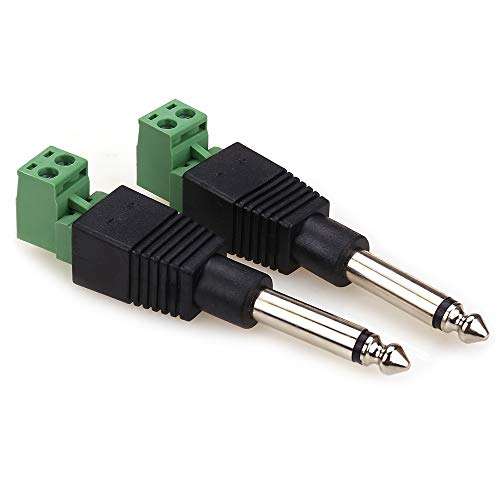 NANYI TS 1/4 Inch Jack, 6.35mm Mono Male Plug for Guitar/Speaker/Microphone Cable That can be Solderless Screw - 2 Pack 3