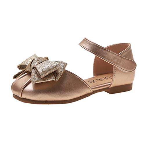 Toddler Little Big Kids Girls Princess Performance Sequins Shoes Wedding Party Dress Shoes Ballet Flats Shoes Sandals (US:10 Little Kid, Gold) 1