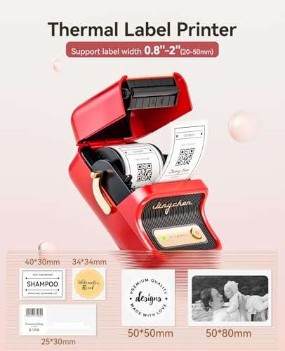 NIIMBOT B21 Label Maker Inkless Bluetooth Label Printer, 2 Inch Portable Thermal Label Machine for Small Business, Address, Logo, Clothing, Mailing, Candles, Jewelry, Sticker Printer for Gift, Red 4