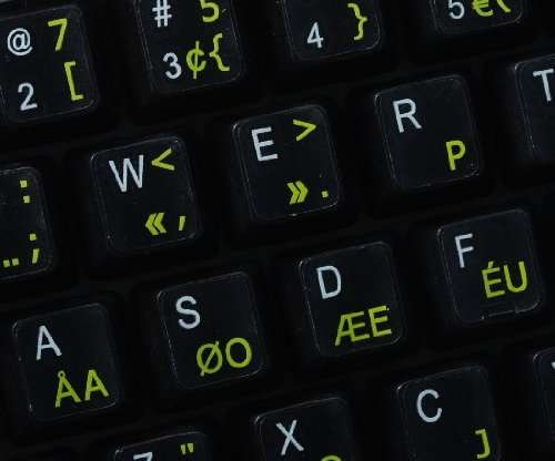 PROGRAMMER DVORAK KEYBOARD LABELS LAYOUT WITH YELLOW LETTERING ON TRANSPARENT BACKGROUND 3