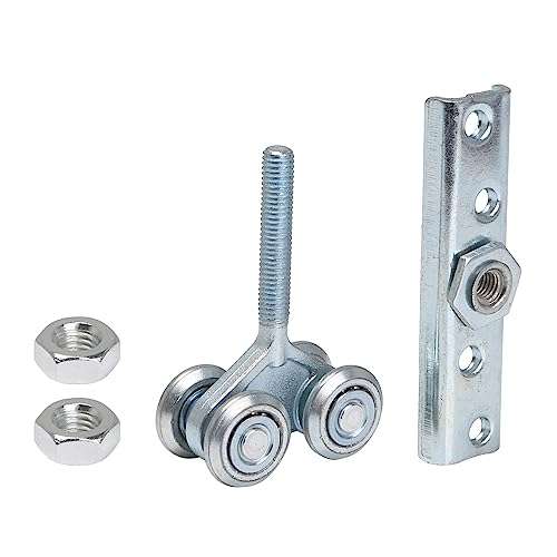 Dia 24mm Steel Double Wheel Rail Hanging Trolley Silver Sliding Track Roller Hanging Barn Door Rail Trolley Wheel H4-3 w/Nuts 1