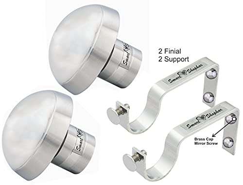SMART SHOPHAR Stainless Steel Lucia Curtain Bracket 2.5 Inches Silver, Pack of 1 Set, 2pcs / Sleek and Stylish/Quick to Install Design/Suitable for Lightweight Curtains/Mounting Hardware 2