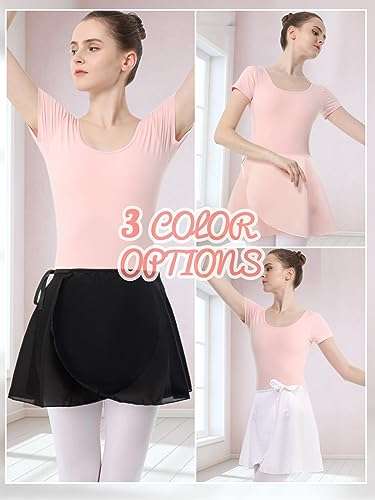 Soudittur Ballet Wrap Skirts Chiffon Dance Skirt for Toddler/Girls/Women (Black, Small) 3