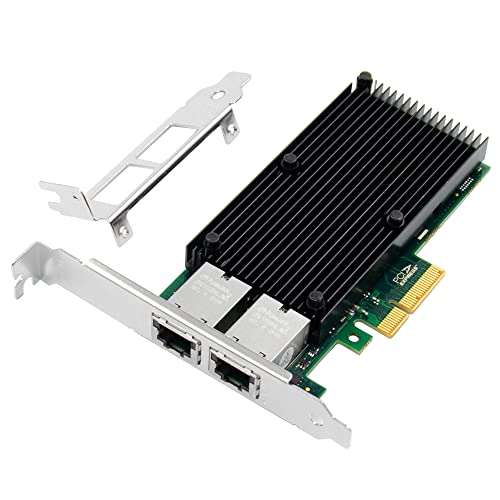 XZSNET 10Gb Ethernet Network Card with Intel X550 Chip, 10G PCIe NIC Compare to Intel X550-T2 Converged Network Adapter, Dual RJ45 Copper Ports, PCI Express X4
