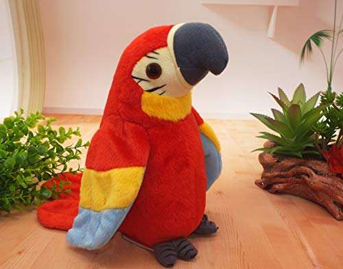 xiulifeifei Talking Parrot Plush Toy, Repeat What You Say Funny Kids Stuffed Toys, Birthday Gift Kids Early Learning Animal Toy Electronic Toy 3