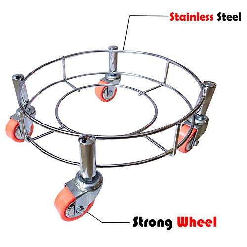 POGON Gas Stand With Wheel | Gas Cylinder Trolley With Wheels | Stainless Steel Gas Cylinder Trolley (Silver) 2