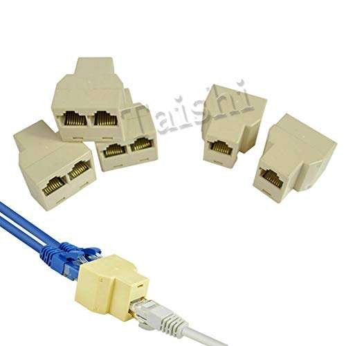 10 x RJ45 Splitter Adapter 1 to 2 Dual Female Port CAT 5/CAT 6 LAN RJ45 Ethernet LAN Network Y Splitter 2 Way Adapter 3 Ports Coupler Connector 1
