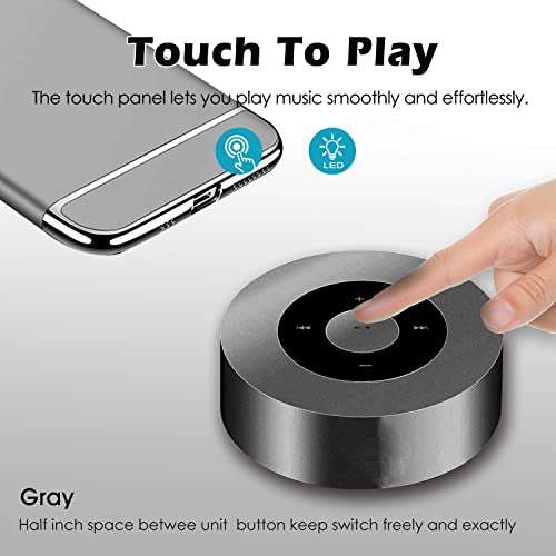 LED Smart Touch Play Bluetooth Speaker/Portable Wireless Speakers with HD Sound / 12-Hour Playtime/Bluetooth 5.0 / TF Card Support Play/Aux in Port Speaker (Gray) 2