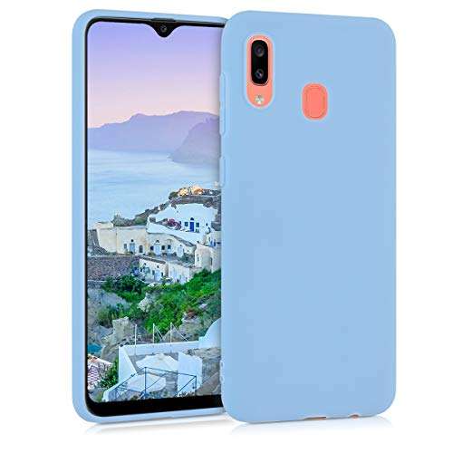 kwmobile TPU Case Compatible with Samsung Galaxy A20 - Case Soft Slim Smooth Flexible Protective Phone Cover - Dove Blue 1