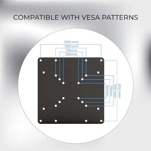 HumanCentric VESA Mount Adapter Plate for 200 x 100 mm VESA Patterns | Conversion Kit for 75 x 75 VESA Patterns to 200 x 100 mm VESA Patterns 3