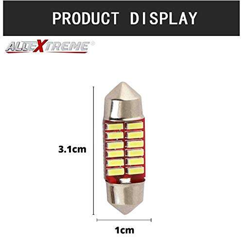 Allextreme EX12RLW 12 LED Universal Car Interior Super Bright Roof Light Reading Dome Bulb Lamp with Festoon Holder (2 Pcs) 3