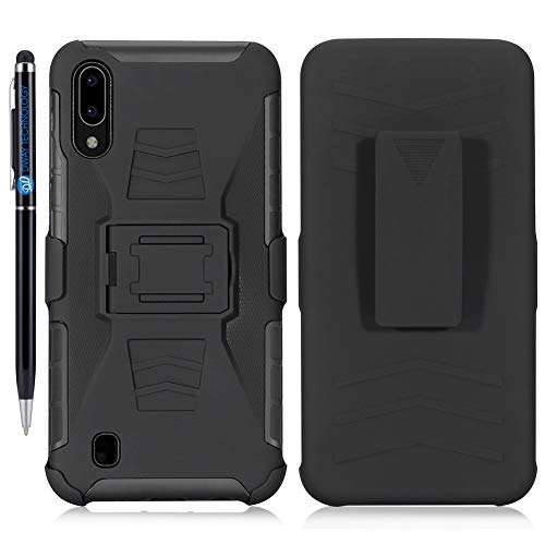 Case for Galaxy A10 DWaybox 3 in 1 Combo Hard Heavy Duty Case with Kickstand and Swivel Belt Clip on Shell Back Compatible with Samsung Galaxy A10 SM-A105 6.2 Inch (Black) 1