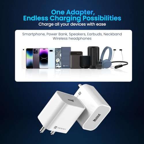Portronics Adapto 12 2.4A 12W Fast Wall Charger for iPhone 11/Xs/XS Max/XR/X/8/7/6/Plus, iPad Pro/Air 2/Mini 3/Mini 4, Samsung S4/S5, and More(White) 4