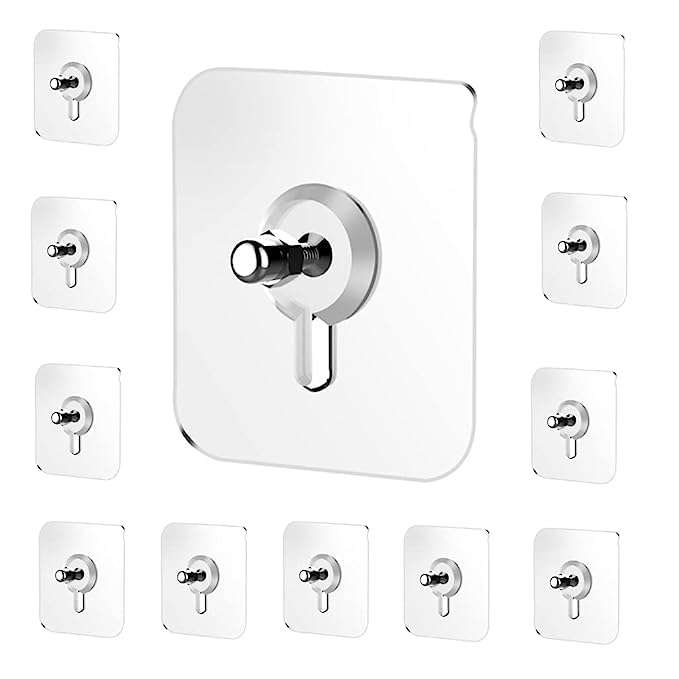 Heiter Adhesive Hooks Heavy Duty Wall Hooks, Nail Hook for Hanging Coat, Hat,Towel Robe Hook Rack Wall Mount- Bathroom and Bedroom Hooks for Wall Without Drilling (Nail Hook Trasparent 10 Pack) 1