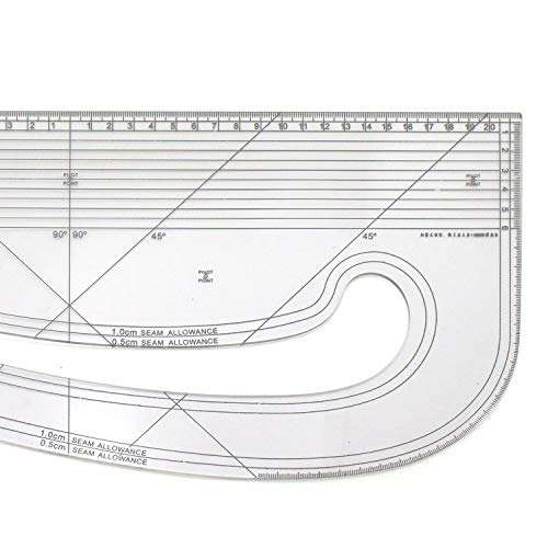 KABEER ART Pattern Marking Ruler- Hard Plastic For Neck Lines, Sleeve and Trouser Crotches 3
