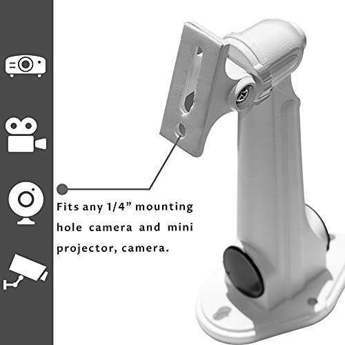 Drsn Mini Projector Wall Mount, CCTV Security Camera Mount Bracket, Aluminum Alloy Indoor Outdoor CCTV Wall Ceiling Mount Holder Length 6.7"/Rotation 360°/Tilt 135°/Load 6.6 lbs/White 6