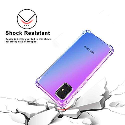 Lmposla for Galaxy A71 5G Case[Not for A71 5G UW from Verizon], Shockproof Slim Flexible Double-Color TPU Soft Silicone Airbag Anti-Drop Protection Case Cover for Samsung Galaxy A71 5G (Pink/Teal) 3