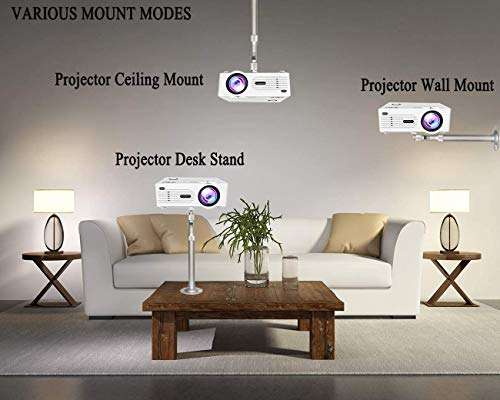 Universal Projector Mount Projector Ceiling/Wall Mount 12-17 inch Adjustable Height 360° Rotation Stainless Aluminium Alloy Cable Management Also as Mini Projector CCTV DVR Camera Mount 5