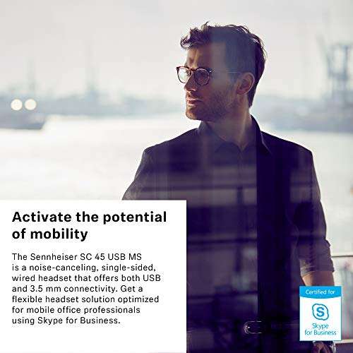 Sennheiser SC 45 USB MS (507083) - Single-Sided Business Headset | For Skype for Business, Mobile Phone, Tablet, Softphone, and PC | HD Sound & Noise-Cancelling Microphone (Black) 3