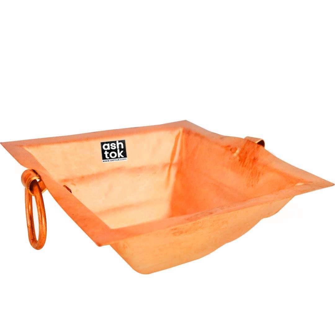 Ashtok Copper Havan Kund, Copper Yagya Havan Kund, Size 6 x 6 Inches, Colour Reddish Brown. 1