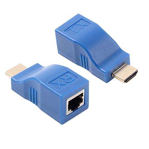 HDMI Extender, Juerly HDMI to RJ45 Ethernet Network Converter Over by Cat5-e/6 Cable Splitter 1080p up to 30m/98ft Repeater for HDTV HDPC PS4 STB 1