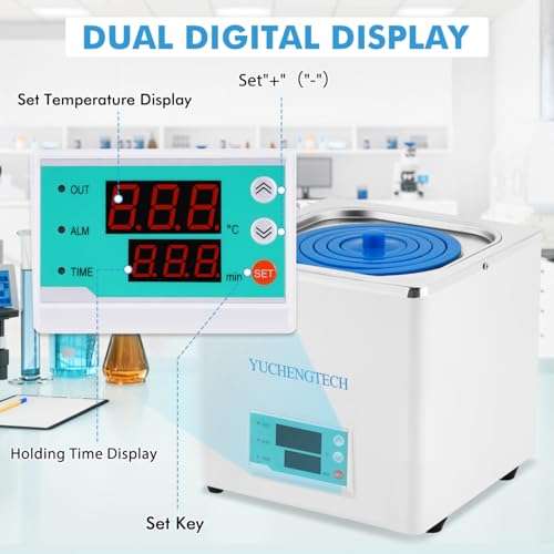 Lab Water Baths 2.5L Digital Water Bath Heater Thermostatic Water Bath 300W with Selectable Openings for Lab Use Food Heating Chemical Biological Experiment (110V) 6