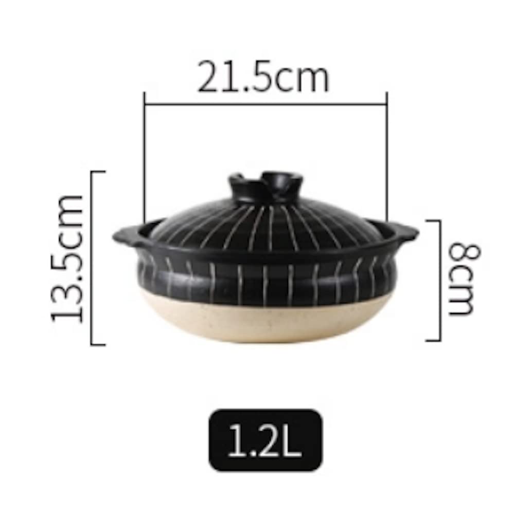 Korean Ceramic Earthen Pot with Lid Stew Soup Handi Kadai for Cooking Serving Casserole (Black, 1.2 L) 3