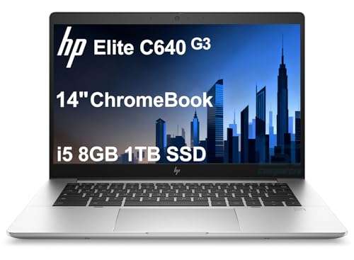 HP Elite C640 G3 Chromebook Plus (14" FHD, Intel i5-1245U vPro, 8GB RAM, 1TB SSD, 10-Core (>i7-1165G7)) Enterprise Laptop for Business, College, Backlit, Fingerprint, 2x Thunderbolt 4, Chrome OS 1