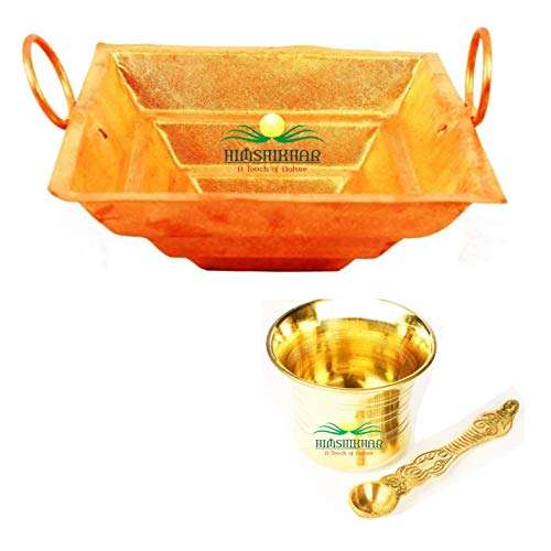 Himshikhar || Green World Pooja Samagri || Combo of Hawan Kund/Yagya Kund & Panch Patra with Aachmani, Best Item for Religious Puja for Temple & Home 1