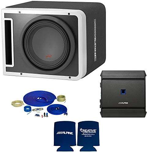 Alpine R-SB10V Pre-Loaded R-Series 10-inch Subwoofer Enclosure, S-A60M 600 Watt Mono Amplifier, and Wiring Kit 1