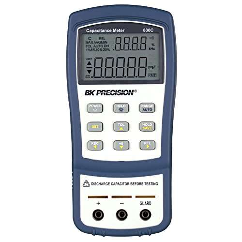 B&K Precision 830C Dual Display Handheld Capacitance Meter, 199.99 mF Max Range 1