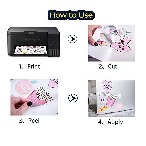 Printable Vinyl for Inkjet Printer,20 Sheets 8.3"x 11.7" Clear Premium Sticker Paper,Transparent Paper Sheet for DIY Crafts Stickers,Dries Quickly 5