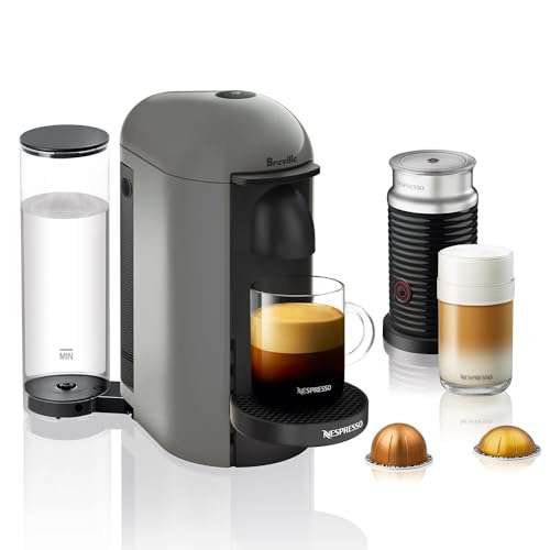 Nespresso Vertuo Plus Deluxe Coffee and Espresso Maker by Breville, Titan with Aeroccino Milk Frother 2