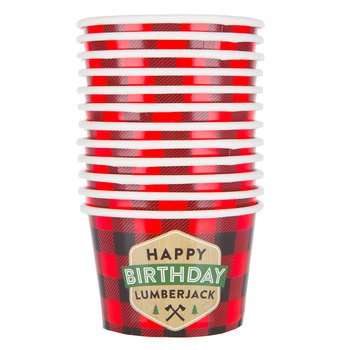 Happy Birthday Lumberjack Buffalo Check Snack Cups Outdoors Party Supplies 12 Ct 2