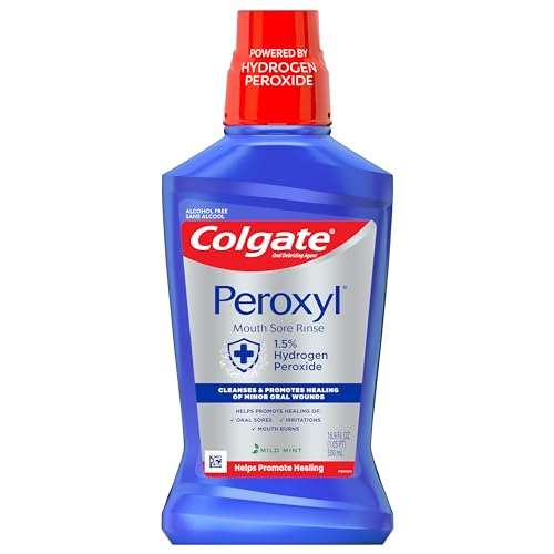 Colgate Peroxyl Antiseptic Mouthwash and Mouth Sore Rinse, 1.5% Hydrogen Peroxide, Mild Mint - 500ml, 16.9 Fluid Ounces 1