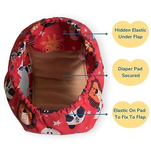 Baby Munkin | Reusable Cloth Diaper For Kids | Rusable Cloth Diaper | Assorted Adjustable | Elastic | Pink | L 6